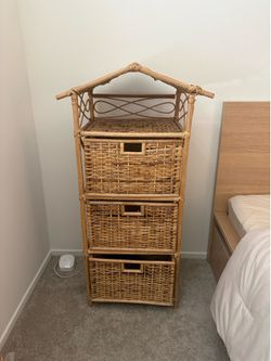 Vintage Wicker Shelf w/ drawers