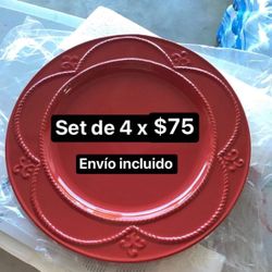 Set De 4 Platos De Princess House Nuevos En Su Caja 