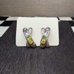 X Kiss Glass Stone Earrings