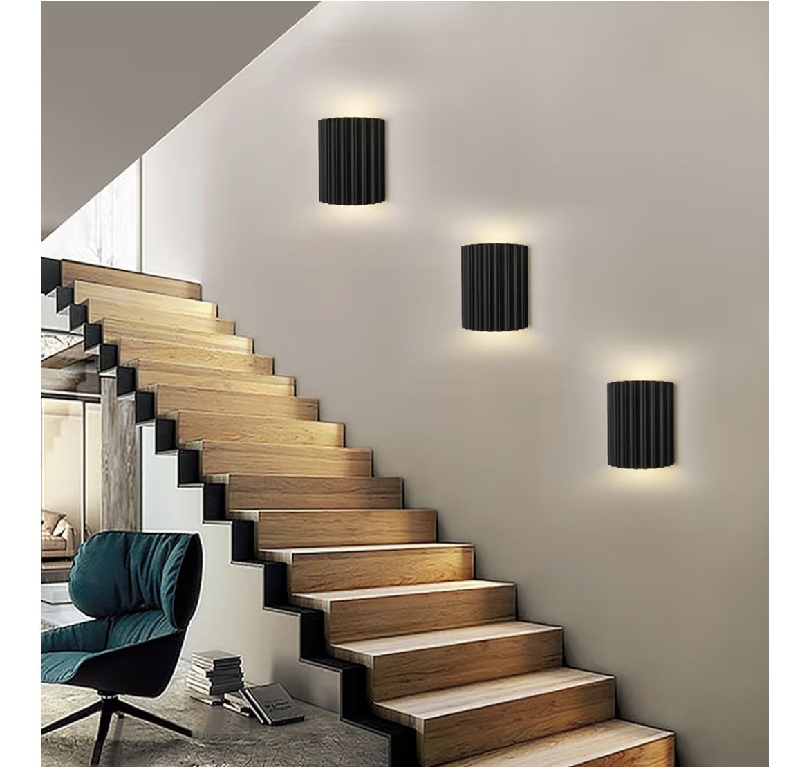 Black Resin Modern LED Wall Sconces Wall Lighting Set of 2, Indoor Hardwired Wall Mount Light Fixtures