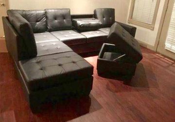 Heights Espresso Brown Sectional w/ Cupholder