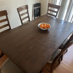 Wood Table With 6 Chairs