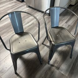 Two Industrial Dining Chairs 