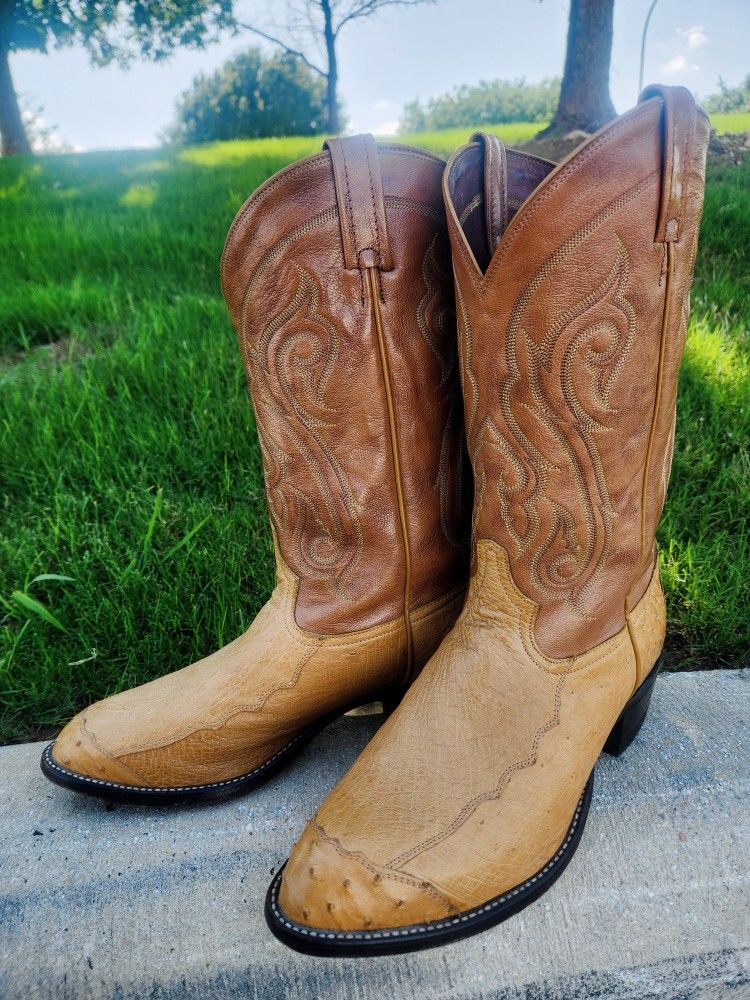 Tony Lama Smooth Ostrich Wingtip Boots