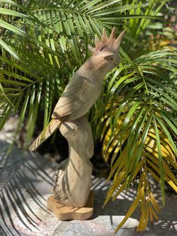 Hand carved wooden Cockatiel