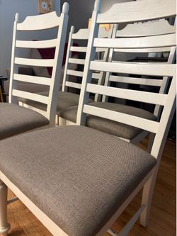 4 white/gray farmhouse chairs