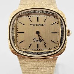 🦖Vintage Wittnauer Gold-Tone Swiss ETA Quartz Watch — Classic Cushion Case 🦖