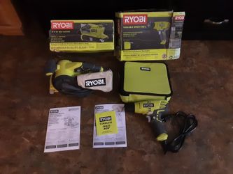 A+ New Ryobi 3/8" Variable Speed Drill With Bag D43K And Litely Used 3"x 18" Belt Sander With Bag BE319