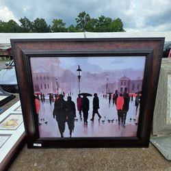 Framed City Street Scene Wall Art