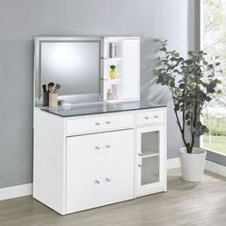 **SALE** New Vanity Table, Mirror and Stool in White Finish!