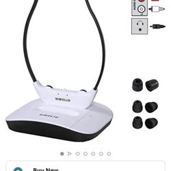 SIMOLIO 2.4G Digital Wireless TV Headsets with Spare Battery, TV Listening Wireless Headphone with Voice Highlighting,Tone & Balance Control,