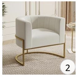 TOV Magnolia Spotted Cream Chair with Gold, In cream 