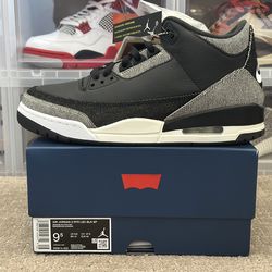 Size 9.5 - Air Jordan 3 Levi’s Black - $260