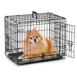 Dog Crate - Metal Frame - w/Slide-out Tray - Black - 24 inch
