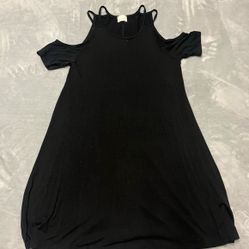 Caution to the wind Black Cold Shoulder Dress
