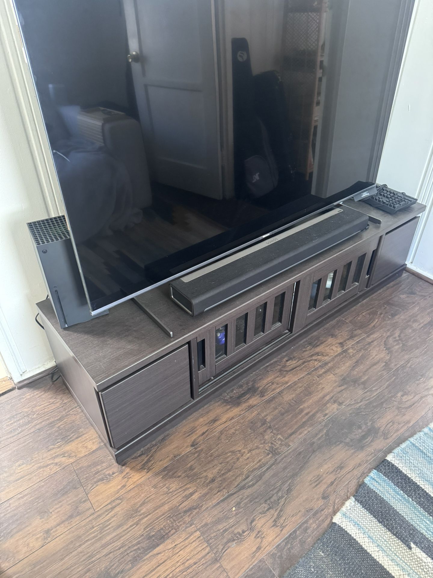Wood Media Stand With Storage