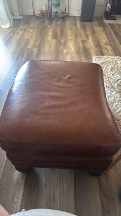 Brown Leather Ottoman Footstool