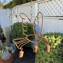 Yard Rusty Garden  Hanging Outdoor Wind Chimes Birds Iron Hummingbird Rustic Weathered Collectible Garden Art Hang 