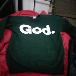 "GOD." dark green sweatshirt (S)