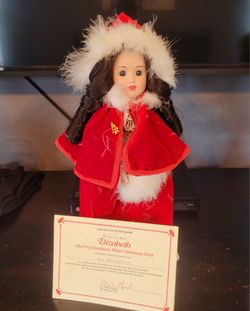 Elizabeth - The First Danbury Mint Porcelain Christmas Collectors Doll w/authentication certificate