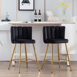New-26"H Counter Stools With Gold Metal Legs Set of 2 - 9029CS
