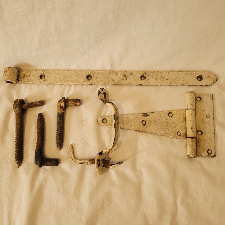 Antique Gate Hardware Barn Door Salvage Farm T Strap Hinge Handle Iron