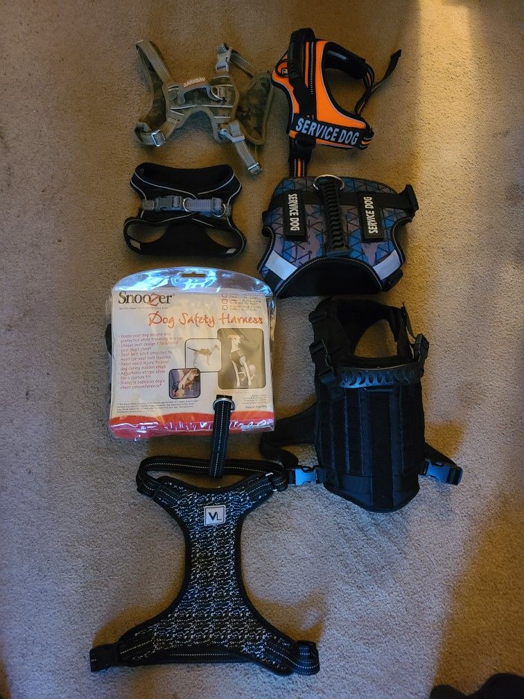 7 New Different Size Dog Harnesses