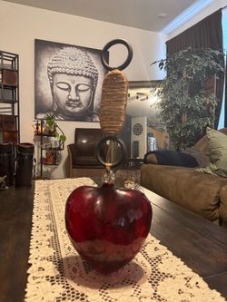 Large Red Glass Heart Hanging Decor
