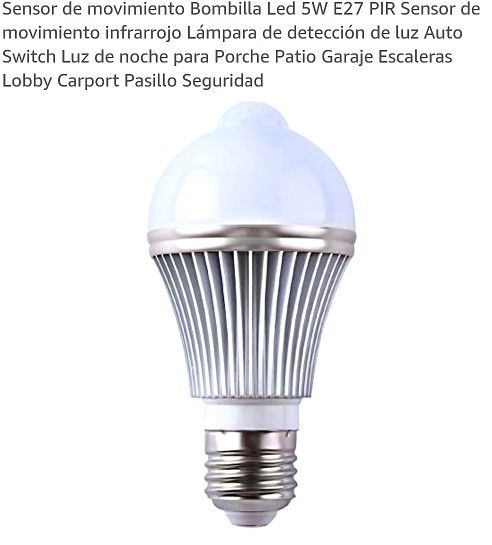 Motion Sensor Led Bulb 5W E27 PIR Infrared Motion Sensor Light Detection Lamp Auto Switch Night Light for Porch Patio Garage Stairs Lobby Carport Corr