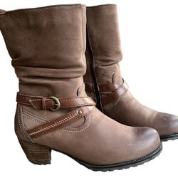 Blondo Brown Leather Side Zip Boots Aqua Protect Leather Wool Womens 7 Medium