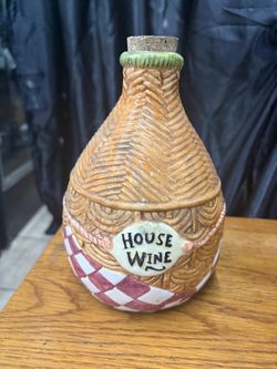 Vintage Cardinal Inc. Ceramic "House Wine" Decanter / Wine Bottle with Cork – 8"