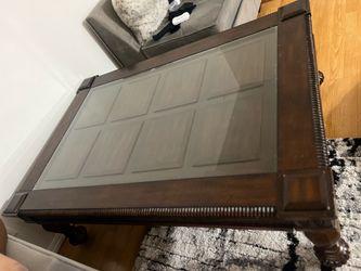 Wooden Table with glass surface