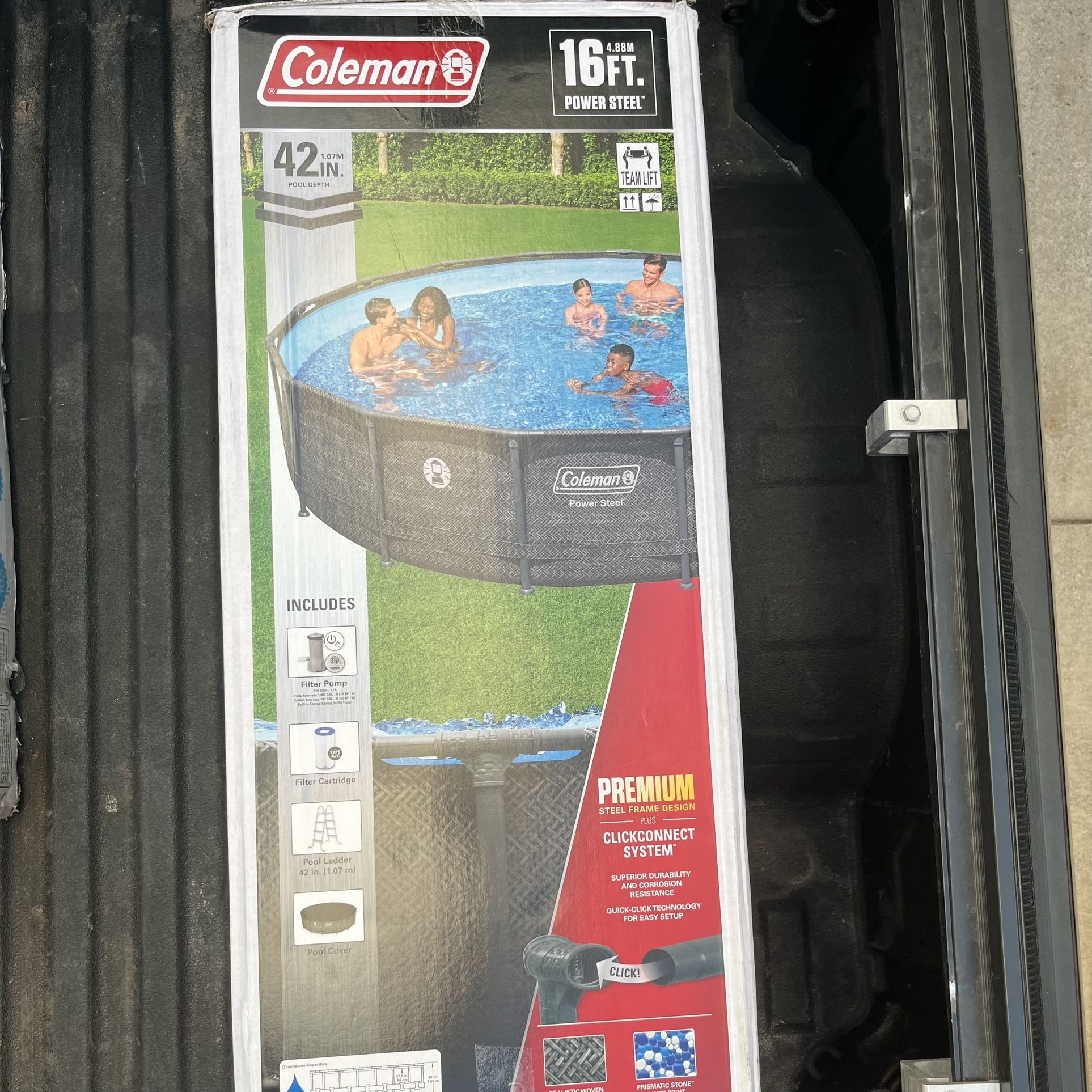 Coleman 16x42 Power Steel Round Frame Above Ground Pool Set