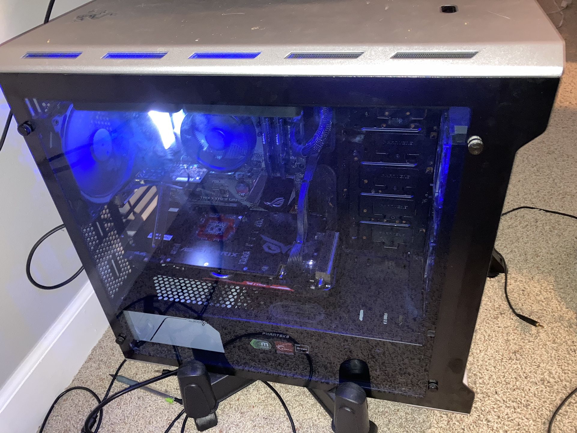 PC Tower With Power Supply and Strix X370 Motherboard