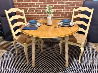 Drop leaf table and two chairs