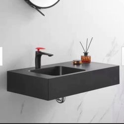 32” WALL MOUNT SINK IN BLACK 
