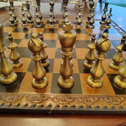 Vintage Beautiful Solid Brass Huge Chess Game In Spring Hill