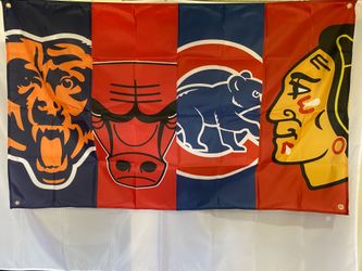Bears, Bulls, Cubs & Blackhawks Wall Flag (3’x5’)