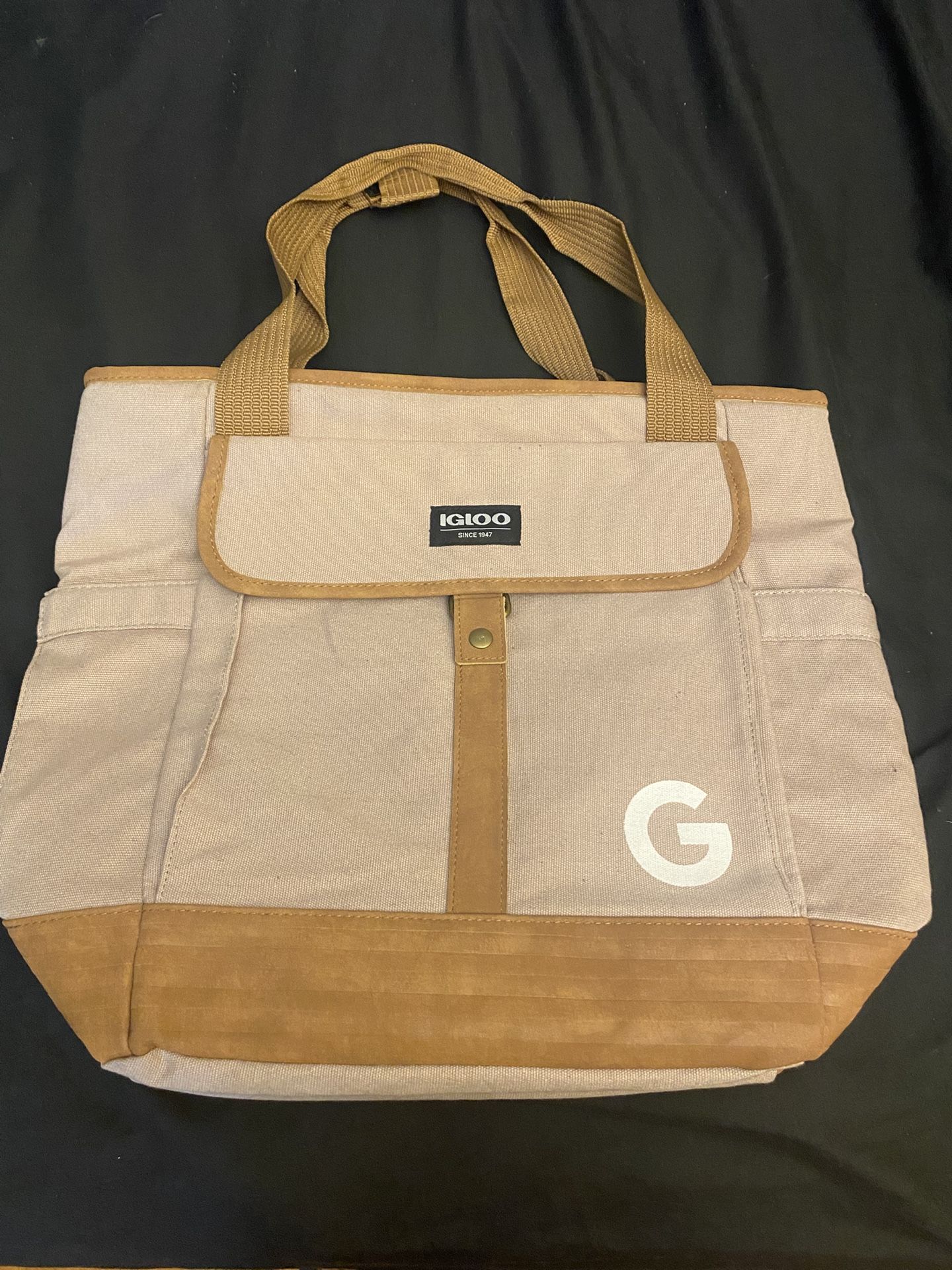 Google Igloo Legacy Stay Cool Insulated Cooler/Tote/Backpack Canvas/Suede Multiple pock