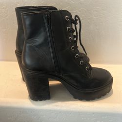 Black Leather Ankle High Boots