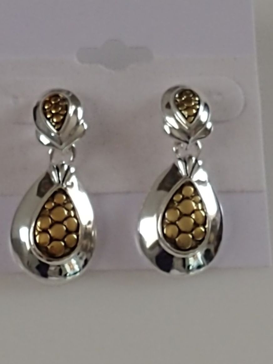 Premier Designs "Tailored" Two-tone Silver Gold Post Earrings.