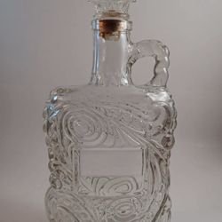 Add Some Vintage Charm To Your Bar With This Beautifully Preserved  Old Forester  KY BOURBON Whiskey DECANTER Embossed Swirls W/ handle And Lid 