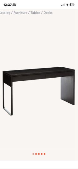 IKEA Micky Desk in Black/Brown with 2 l large Drawers W56”xD19.5”