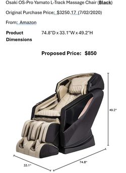 Osaki OS-Pro Yamato L-Track Massage Chair (Black) – Vallejo, CA