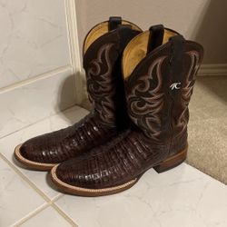 Justin Boots Chocolate Caiman Cowboy Boots (Size 11.5 B)