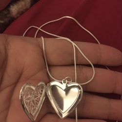 925 Sterling Silver Heart Photo Frame Pendant Necklace 