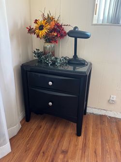 2 - Side table Black Oak Side with drawers