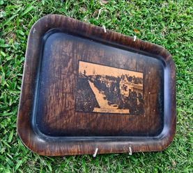 ANTIQUE 1935 CALIFORNIA SAN DIEGO STREET ENAMELED TIN METAL TRAY - **SUPER RARE PIECE ~ HARD TO FIND ANOTHER ONE**....asking $80.00