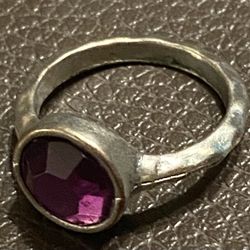Silver Ring With Purple Stone Sz6