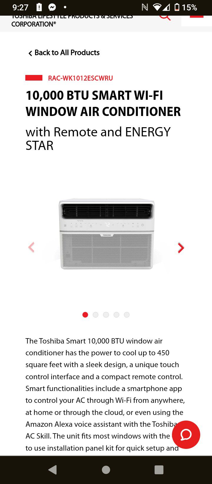 TOSHIBA Smart Win AC W/Remote 